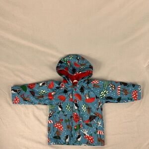 Hatley Red and Blue Dog/Animal Print Raincoat Size 12-18 months